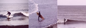 Brian Jarrett surfing Sutton on Sea in 1970s