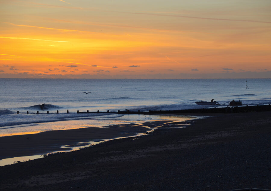 Surfer, Fisherman and Sunrise, Classic Norfolk