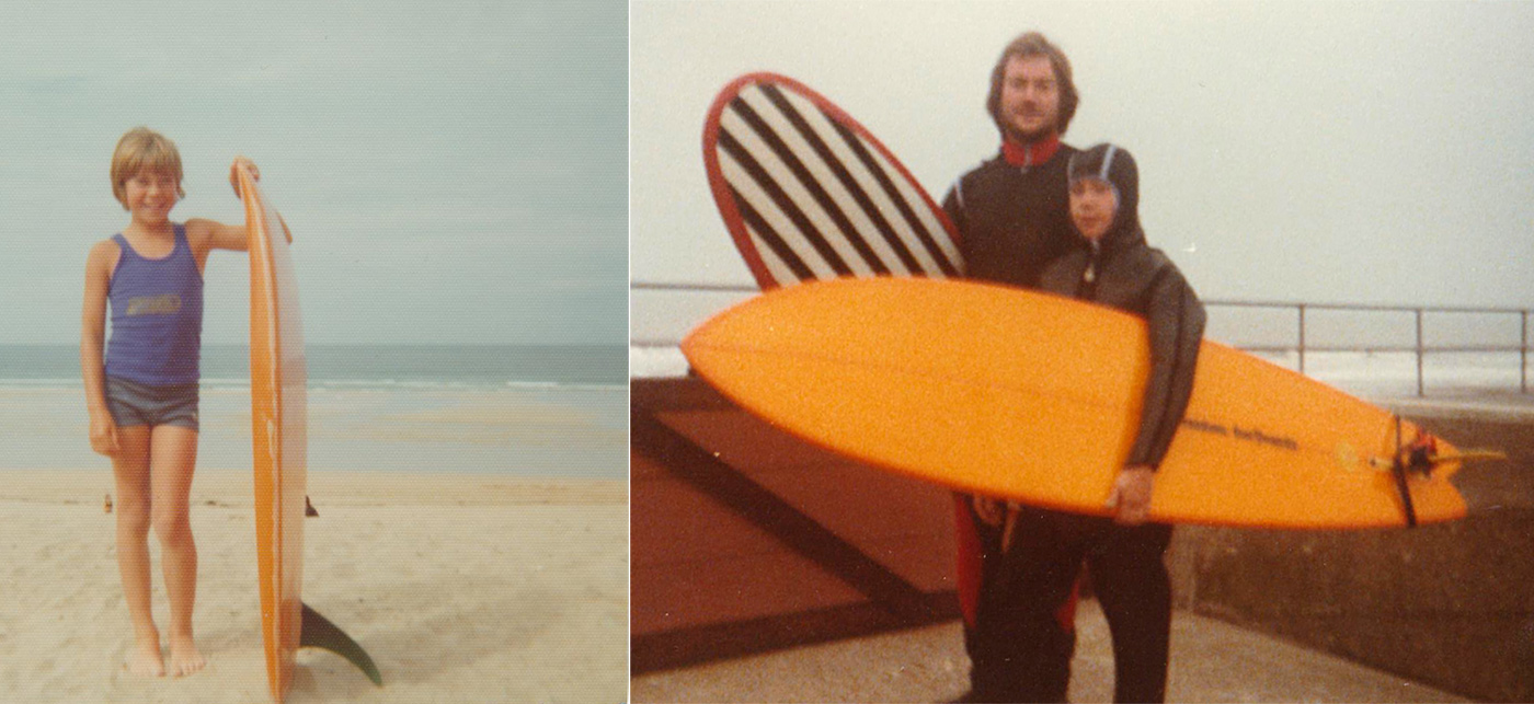 Neil Bryan and his Dad surfing Sutton on Sea
